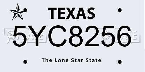 5YC8256 Texas License Plate