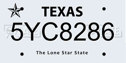 5YC8286 Texas License Plate