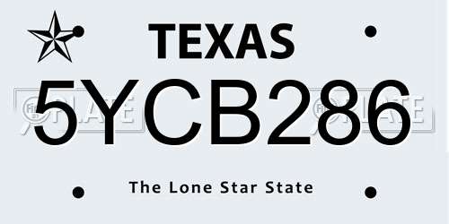 5YCB286 Texas License Plate