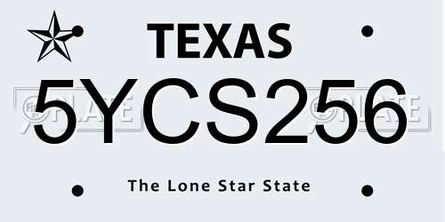 5YCS256 Texas License Plate