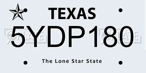 5YDP180 Texas License Plate