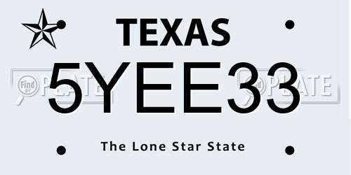 5YEE33 Texas License Plate