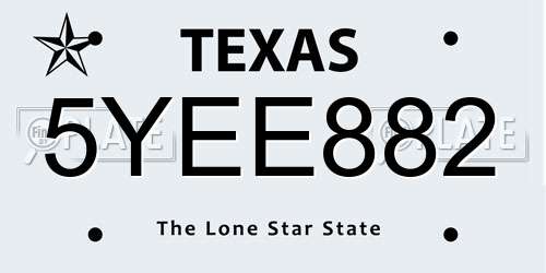 5YEE882 Texas License Plate