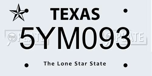 5YM093 Texas License Plate