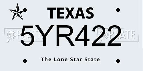 5YR422 Texas License Plate