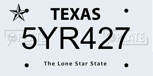5YR427 Texas License Plate