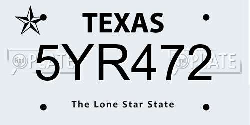 5YR472 Texas License Plate