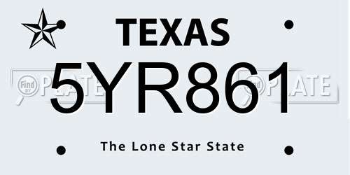 5YR861 Texas License Plate