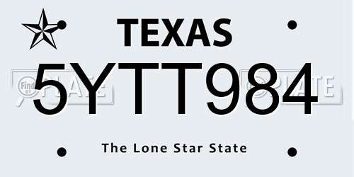 5YTT984 Texas License Plate