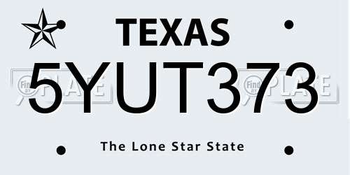 5YUT373 Texas License Plate