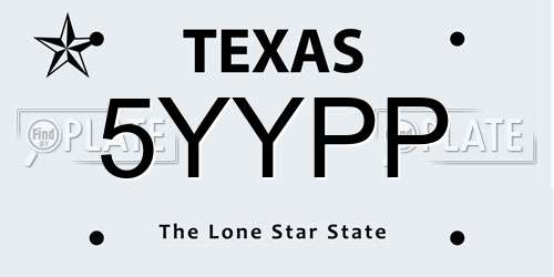 5YYPP Texas License Plate