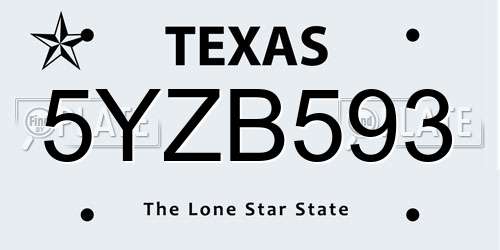 5YZB593 Texas License Plate