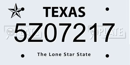 5Z07217 Texas License Plate