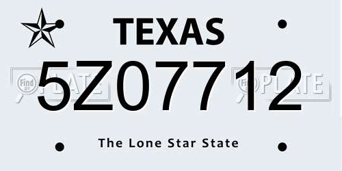 5Z07712 Texas License Plate