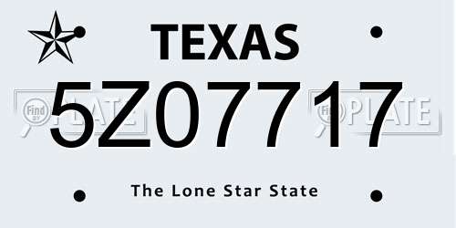 5Z07717 Texas License Plate