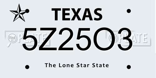 5Z25O3 Texas License Plate