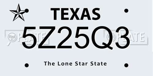 5Z25Q3 Texas License Plate