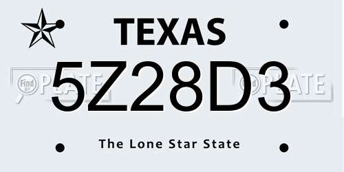 5Z28D3 Texas License Plate