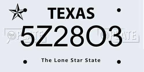 5Z28O3 Texas License Plate