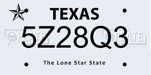 5Z28Q3 Texas License Plate