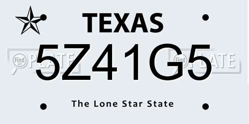 5Z41G5 Texas License Plate