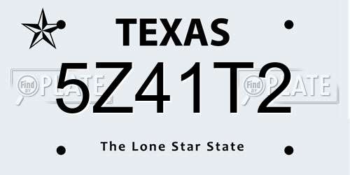 5Z41T2 Texas License Plate
