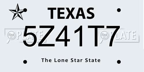 5Z41T7 Texas License Plate