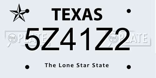 5Z41Z2 Texas License Plate