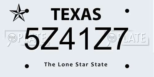 5Z41Z7 Texas License Plate