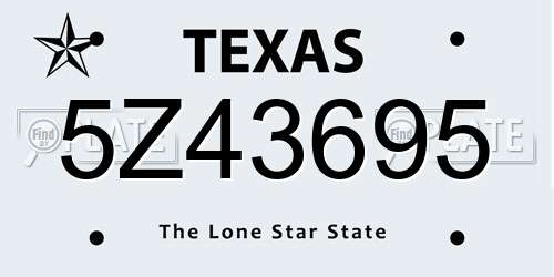 5Z43695 Texas License Plate