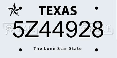 5Z44928 Texas License Plate