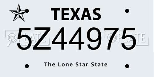 5Z44975 Texas License Plate