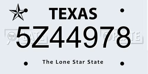 5Z44978 Texas License Plate