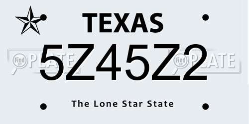 5Z45Z2 Texas License Plate