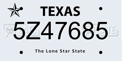 5Z47685 Texas License Plate