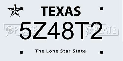 5Z48T2 Texas License Plate