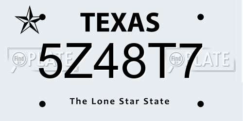 5Z48T7 Texas License Plate