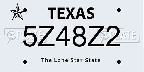 5Z48Z2 Texas License Plate