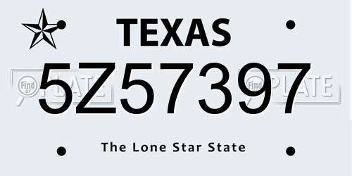5Z57397 Texas License Plate