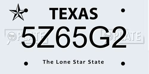 5Z65G2 Texas License Plate