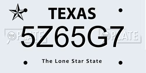 5Z65G7 Texas License Plate