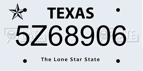 5Z68906 Texas License Plate