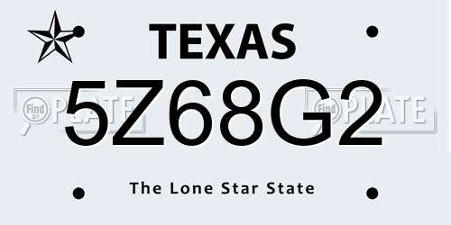 5Z68G2 Texas License Plate