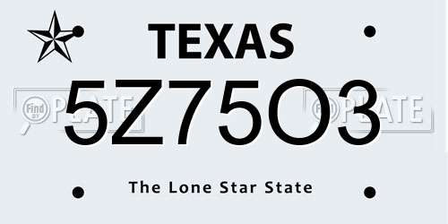 5Z75O3 Texas License Plate