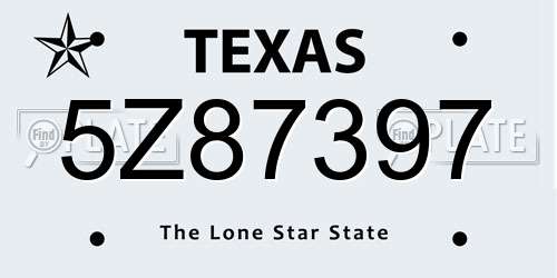 5Z87397 Texas License Plate