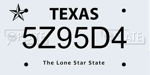 5Z95D4 Texas License Plate