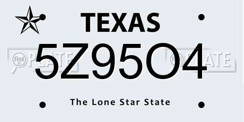 5Z95O4 Texas License Plate