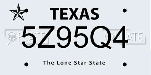 5Z95Q4 Texas License Plate