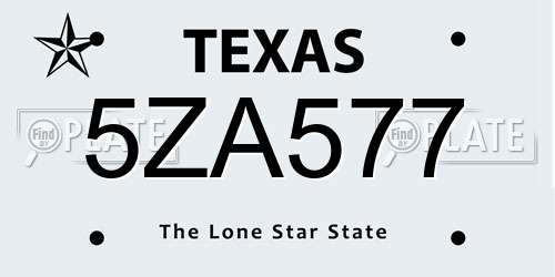 5ZA577 Texas License Plate