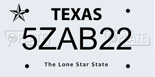 5ZAB22 Texas License Plate